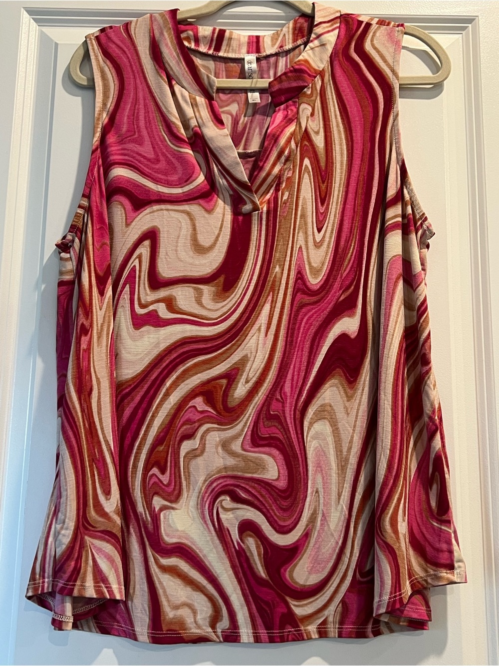 Worthington Pink Swirl Sleeveless Tunic Top